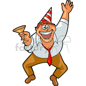 Cartoon Man Celebrating at a Party