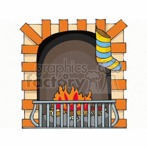 Cozy Christmas Fireplace with Stocking