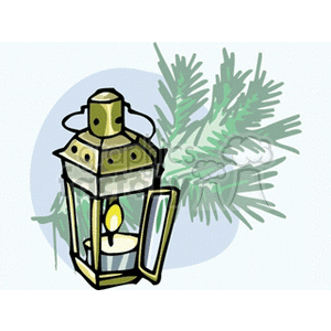 Festive Christmas Lantern with Pine Branches