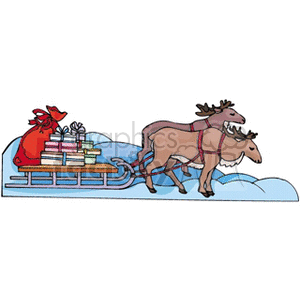 Two Reindeer Pulling a Sleigh with Christmas Presents on it