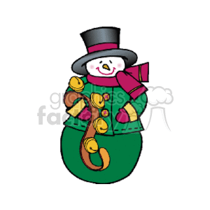 Happy Snowman Holding Some Jingle Bells