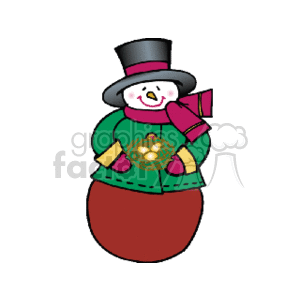 Happy Snowman Holding a Nest of Eggs
