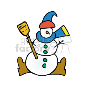 Festive Snowman with a broom