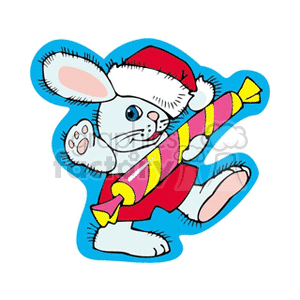 Festive Rabbit with Santa Hat and Candy