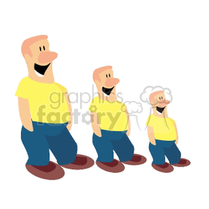 Retro Father and Sons Cartoon