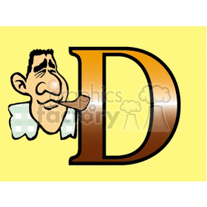 Cartoon Man with Pipe and Letter D Graphic