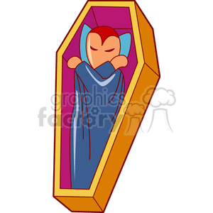 Cartoon Vampire Sleeping in Coffin