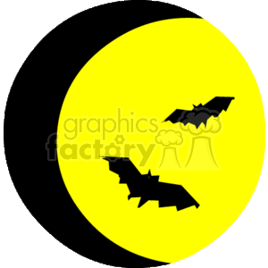 Halloween Full Moon with Bat Silhouettes