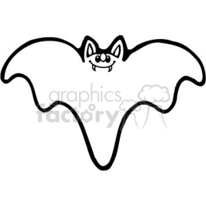 The image appears to be a simple black and white clipart of a smiling bat with outstretched wings.