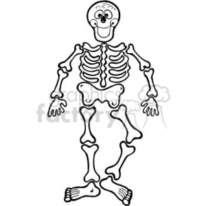 Black and white cartoon skeleton