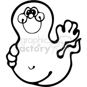 The clipart image depicts a cartoon-style ghost. The ghost has a friendly appearance with a wavy contour, making it suitable for a fun and non-threatening representation of Halloween themes.