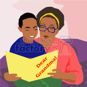 Grandma reading a book to her grandson
