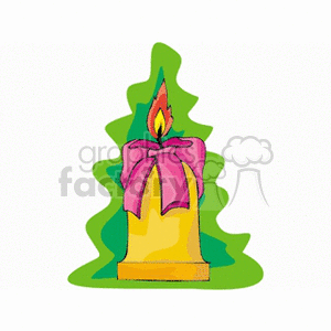 Festive Candle with Ribbon