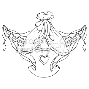 The clipart image features a bell with decorative elements associated with love and Valentine's Day. There is a prominent heart shape on the bell, and it is adorned with what appears to be a bow or ribbon at the top, adding to the festive and romantic theme. The bell also has floral or lace-like patterns along its lower edge, contributing to its ornate appearance.