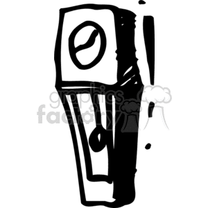 Clipart image of a grandfather clock with a prominent pendulum.