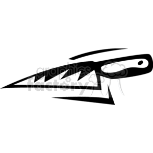 Black and white clipart of a stylized kitchen knife with jagged lines.