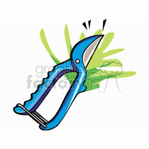 Gardening Shears with Green Background