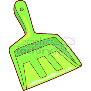 Clipart illustration of a green dustpan used for sweeping.