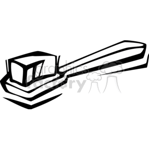 A monochrome clipart image of a toothbrush with toothpaste.