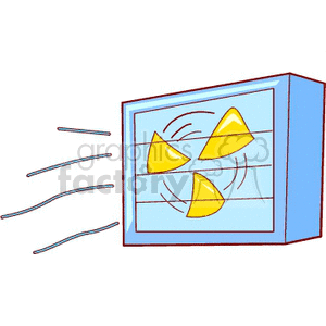 Clipart image of an air conditioner or fan with visible airflow.