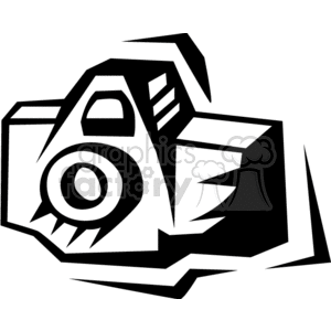 Black and white clipart of a stylized camera with bold lines.