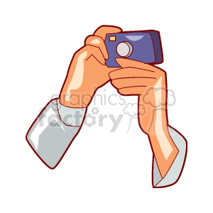 Clipart image of hands holding a camera.