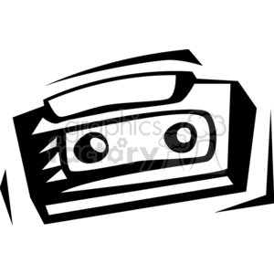 A stylized black and white clipart of a cassette tape.