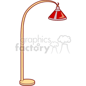 Curved Floor Lamp with Red Shade