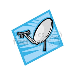 Clipart image of a satellite dish antenna against a blue background.