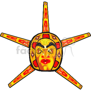 Traditional Chinese Mask with Decorative Starburst Design