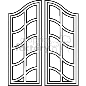 The clipart image shows a stylized representation of a pair of curved windows with multiple panes. Each window appears to have a series of tiered, curved panes that are likely to let in light, with a frame around the edge.