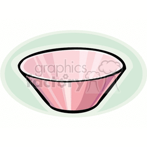 Illustration of a pink kitchen bowl on a green background.