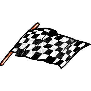 The clipart image shows a waving checkered flag, which is commonly associated with motor racing and is used to signify the end of a race. The flag is black and white in a checkerboard pattern.