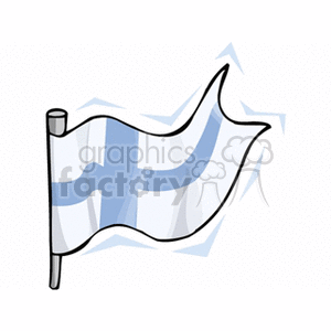 The image is a clipart illustration of a flag with a blue Nordic cross on a white background, which is indicative of the Finnish national flag.