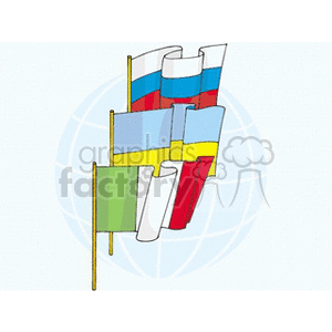 International Flags Illustration with Russia, Ukraine, and Italy