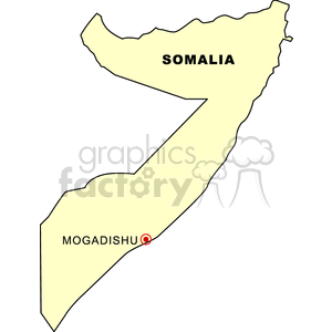 Somalia Map with Mogadishu Highlighted