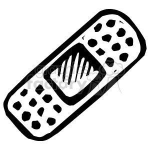 The image depicts a clipart of an adhesive bandage, commonly referred to as a bandaid. It shows the central gauze pad designed for covering a wound, with ventilation holes on the adhesive strips to promote healing.