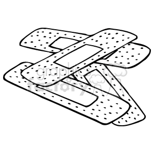 Clipart image of three overlapping adhesive bandages.