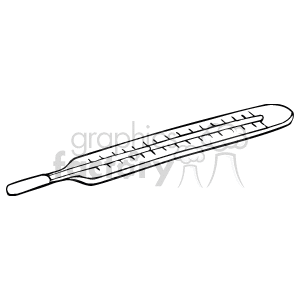 The image is a simple black and white line drawing of a medical thermometer, the type that is typically used to measure body temperature.