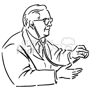 Line Drawing of Doctor with Stethoscope