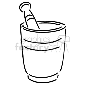 Black and white clipart image of a mortar and pestle.