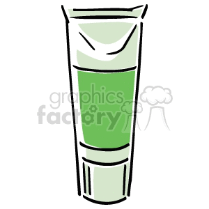 Clipart image of a green tube, commonly used for packaging products like toothpaste, cream, or gel.