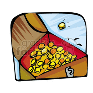 Treasure Chest Filled with Gold Coins