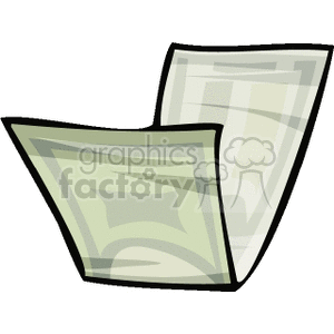 Clipart image of a semi-folded dollar bill.