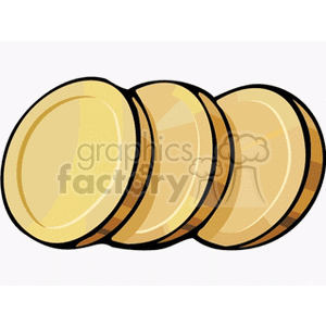 A clipart image of three stacked gold coins.