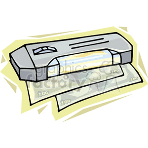 Illustration of a scanner that is used to check bank notes to make sure they are not fakes, by shining UV rays 