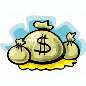 A clipart image featuring three money bags with dollar signs, symbolizing wealth and financial success.