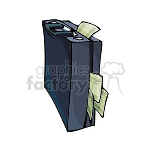A clipart image of a black briefcase with money sticking out from it.
