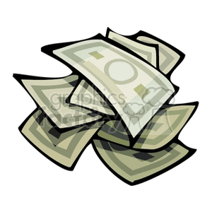 A clipart image of a stack of dollar bills.