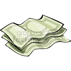 A clipart image of a stack of money bills.